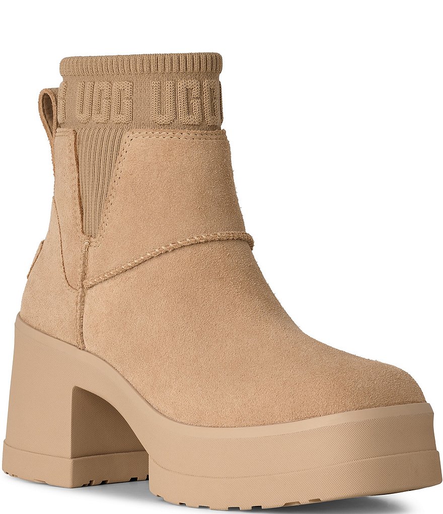 UGG Moxy Suede Platform Block Heel Chelsea Booties Dillard's
