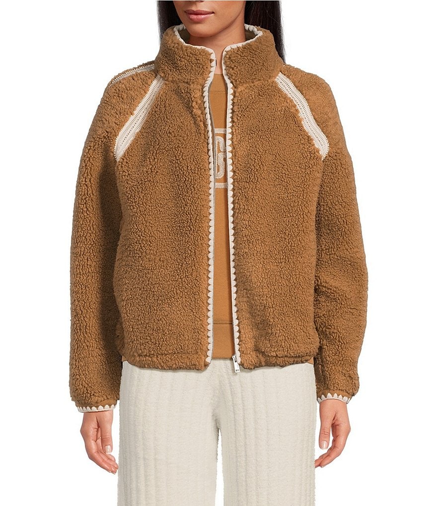 Hughug様 UGG Nikia Crochet UGGFluff Fleece Zip-Front Jacket | Dillard's