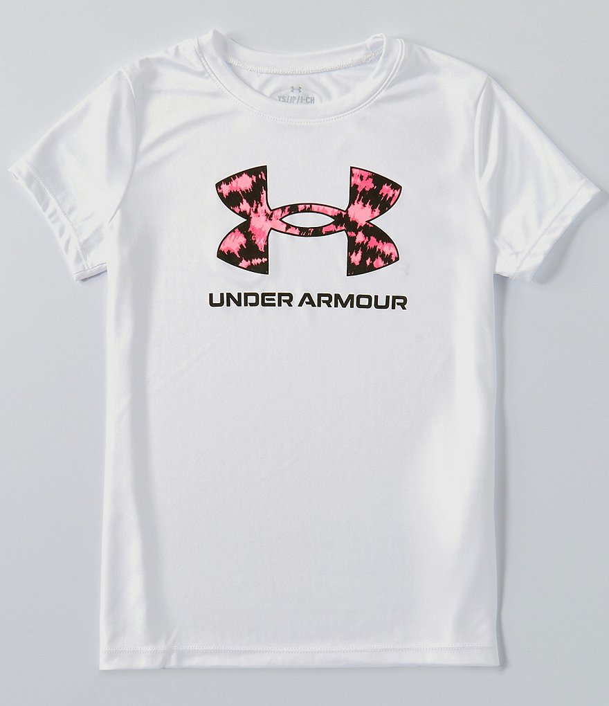 Under Armour UA Branded Logo Crop Short Sleeve Shirt Women - Downpour  Gray/White