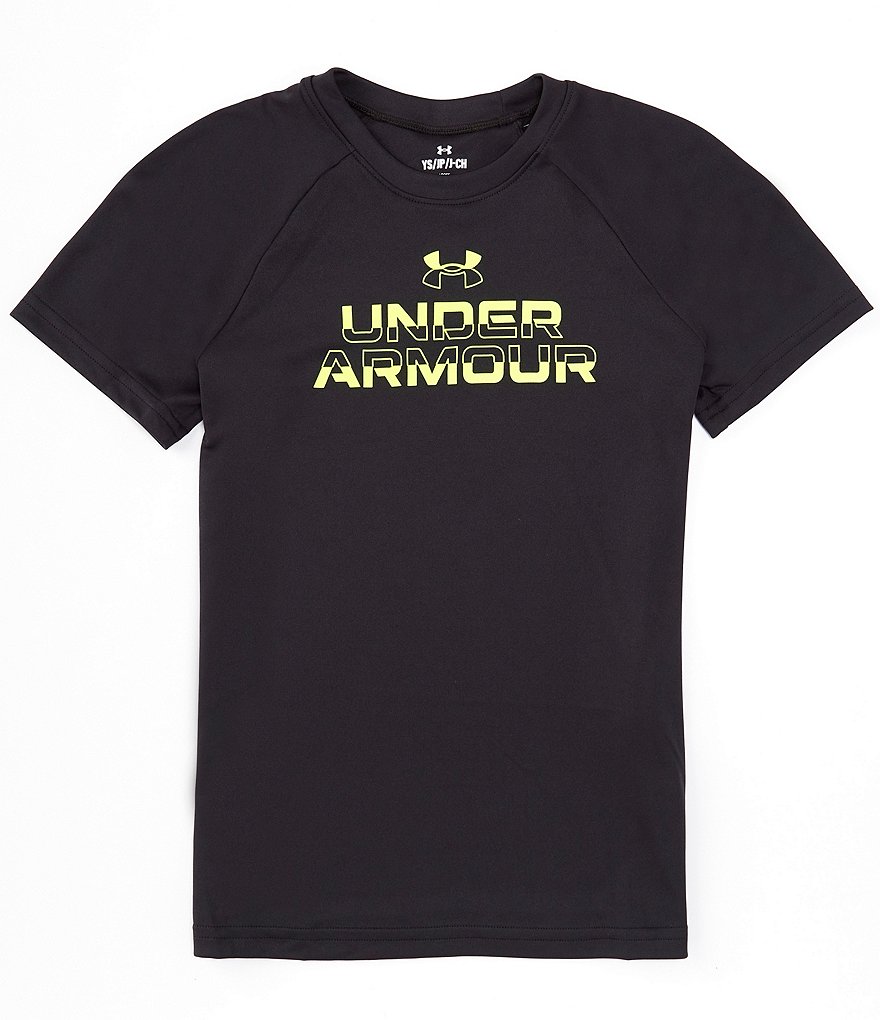 Under Armour Boys' Tech Big Logo T-Shirt, XL, HI Vis Yellow/Black