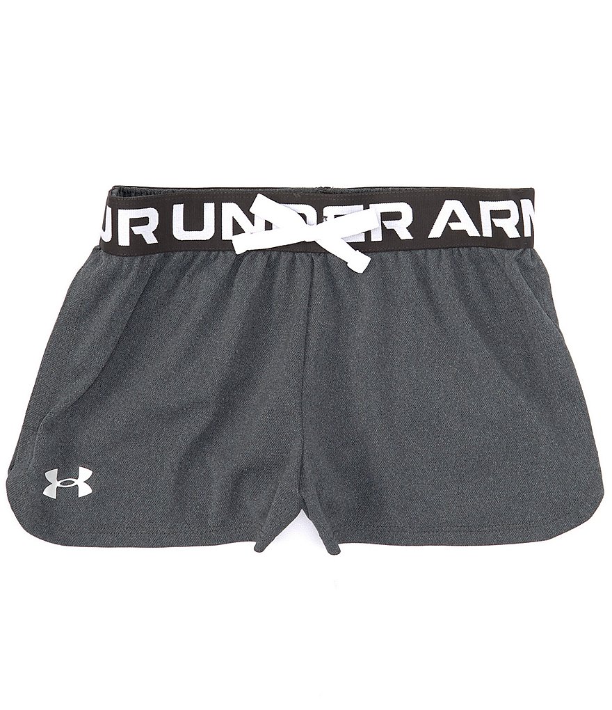 Under Armour Girl's Play Up Solid Shorts, Black/Metalic Silver, XL