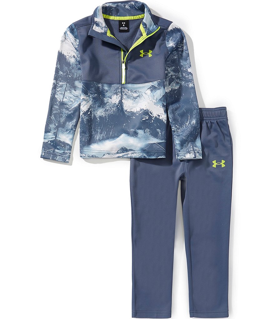 Under Armour Little Boys Long Sleeve Allover Print Half Zip Fleece Top & Jogger Pants Set