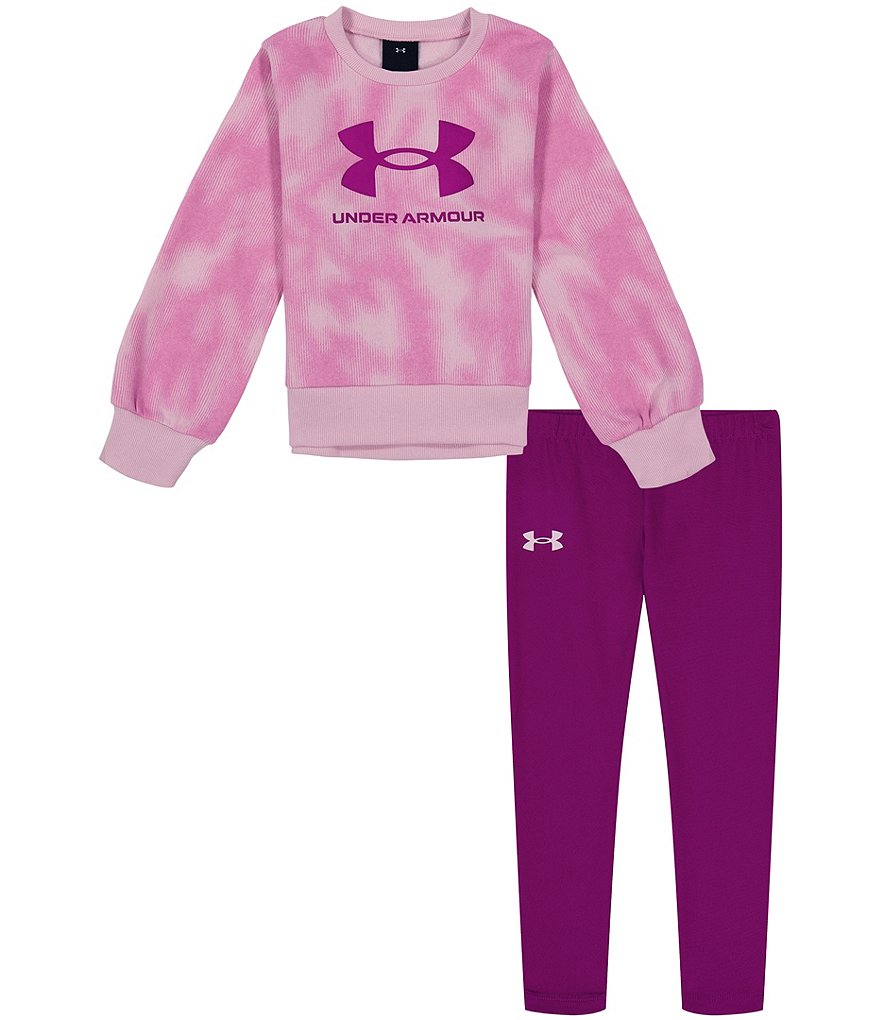 Under Armour Little Girls 2T-6X Long-Sleeve Valley Etch Fleece Sweatshirt &  Solid Jersey Leggings Set