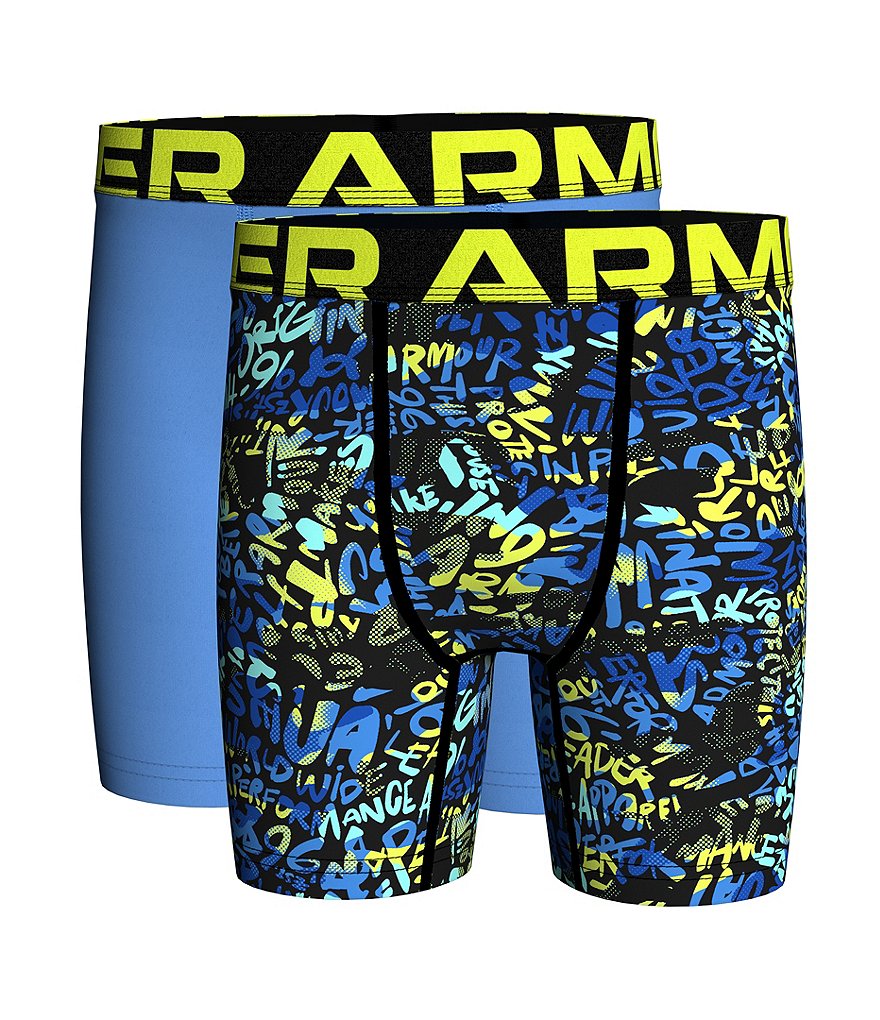 Under Armour Little/Big Boys 4-20 Fast Food Printed/Solid Boxer Briefs  2-Pack