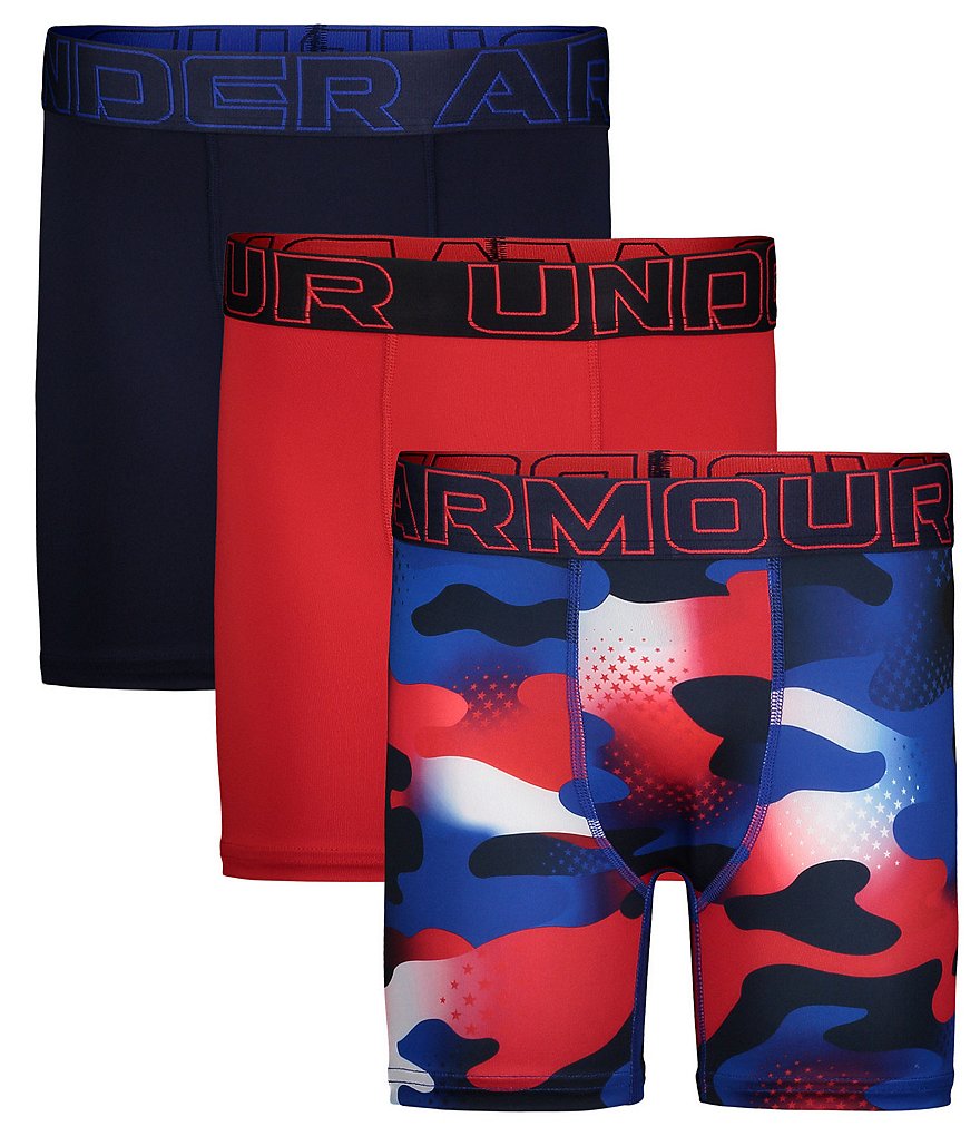 Under Armour Big Boys Performance Tech Royal Freedom Print Boxer Brief 3-Pack