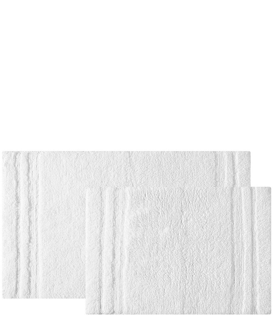 Vera Wang Eden Solid Reversible Cotton 2 Piece Bath Rug Set - White