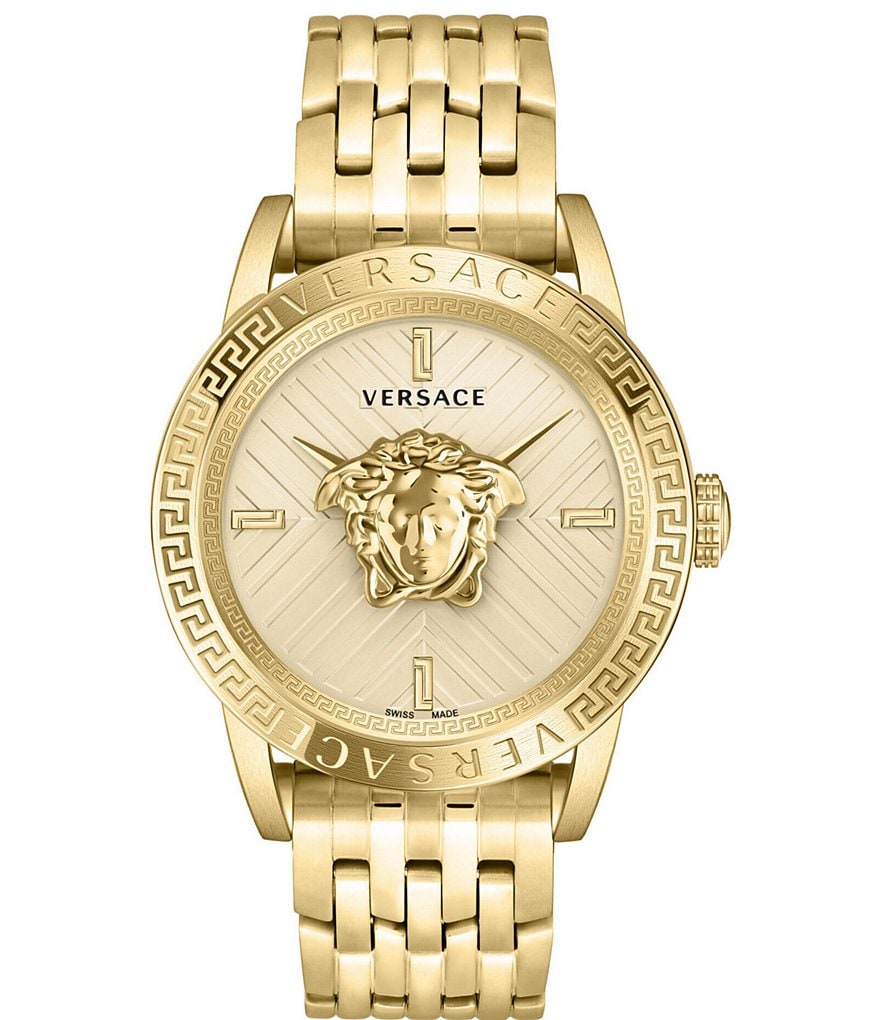 Versace Men s V Code Quartz Analog Gold Stainless Steel Bracelet