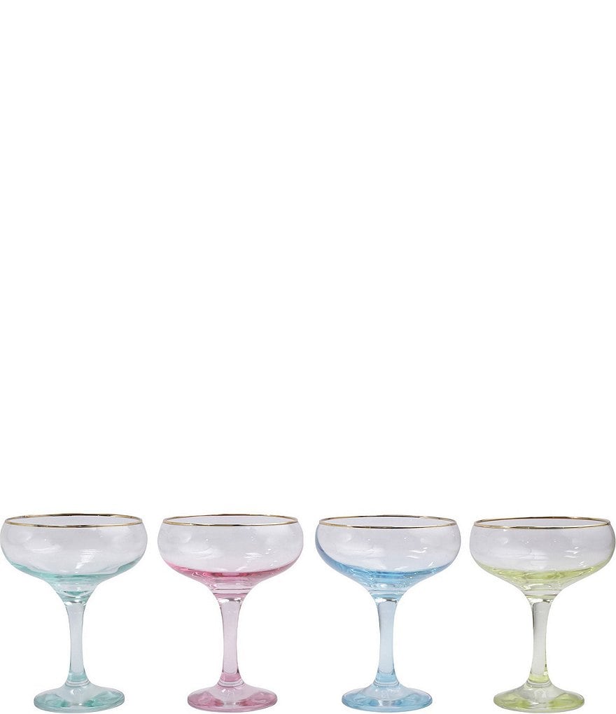 Rainbow Assorted Coupe Champagne Glasses - Set of 4 — The Horseshoe Crab