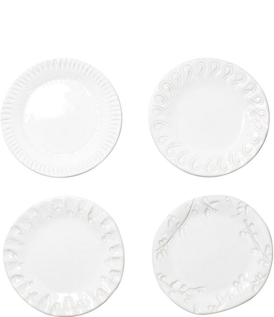 VIETRI Sinc Incanto Stone Assorted White Canape Plates, Set of 4 ...