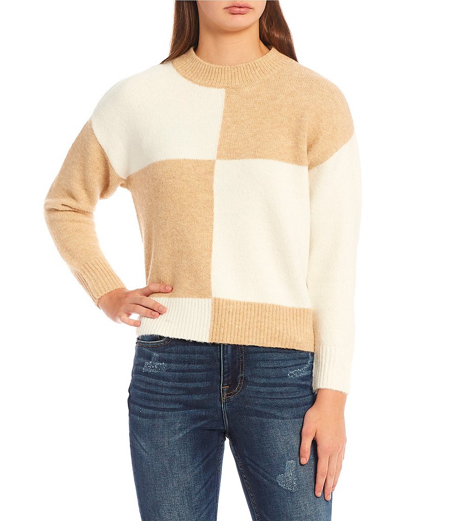 Vigoss Crew Neck Long Sleeve Colorblock Sweater | Dillard's