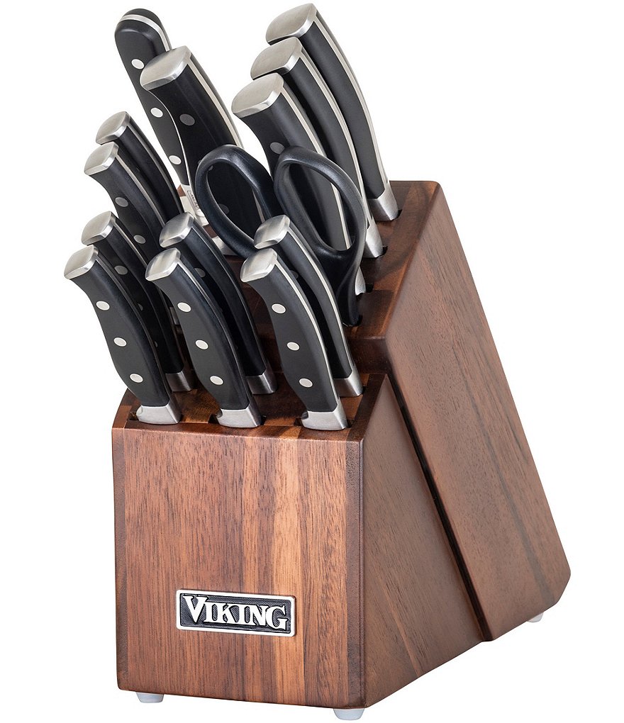 Riveted Acacia Knife Block Set 15-piece in Blush and Gold - AliExpress