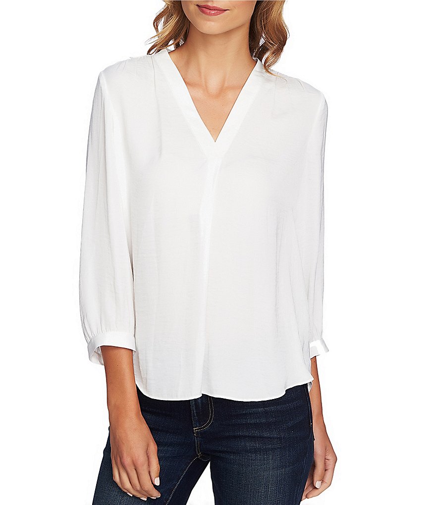 VINCE CAMUTO VINCE CAMUTO ヴィンスカムート レディース シャツ トップス 3/4 Sleeve V-Neck Rumple  Blouse