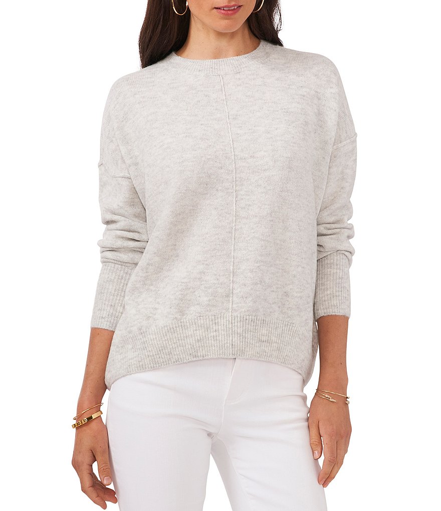 Vince Camuto Sweater Grey Embellished Shoulders Long Sleeves shops Holiday XL