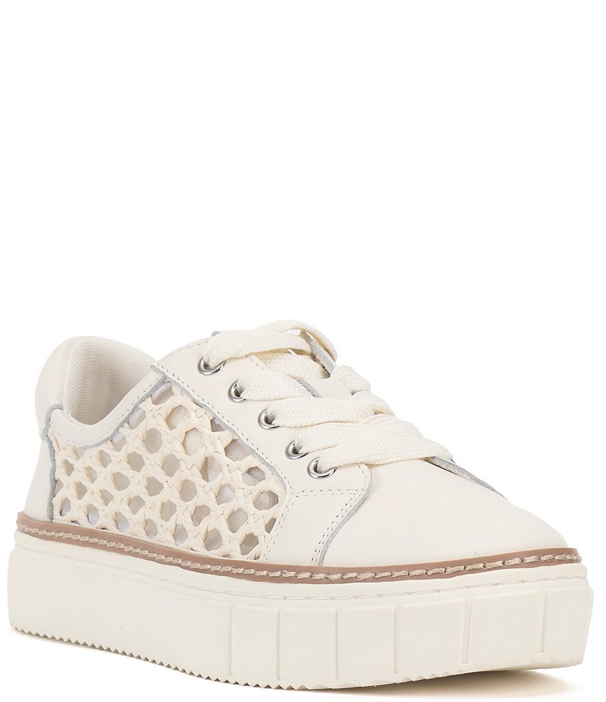 Vince Camuto Reanu Woven Raffia and Leather Platform Sneakers | Dillard's