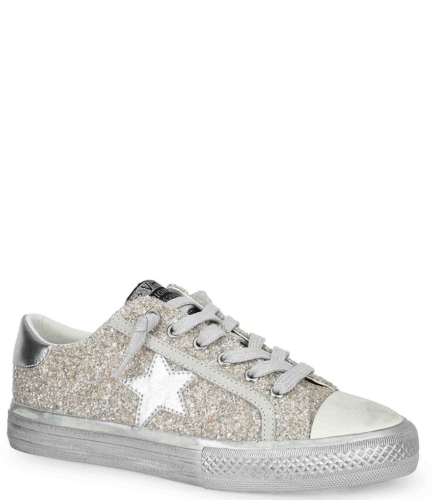 Sequin Sensation Casual Sneakers by Liv and Mia, Silver / 10