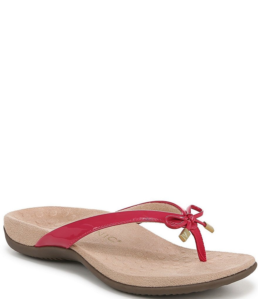 Vionic Bella Patent Bow Detail Thong Slip On Sandals Dillard s