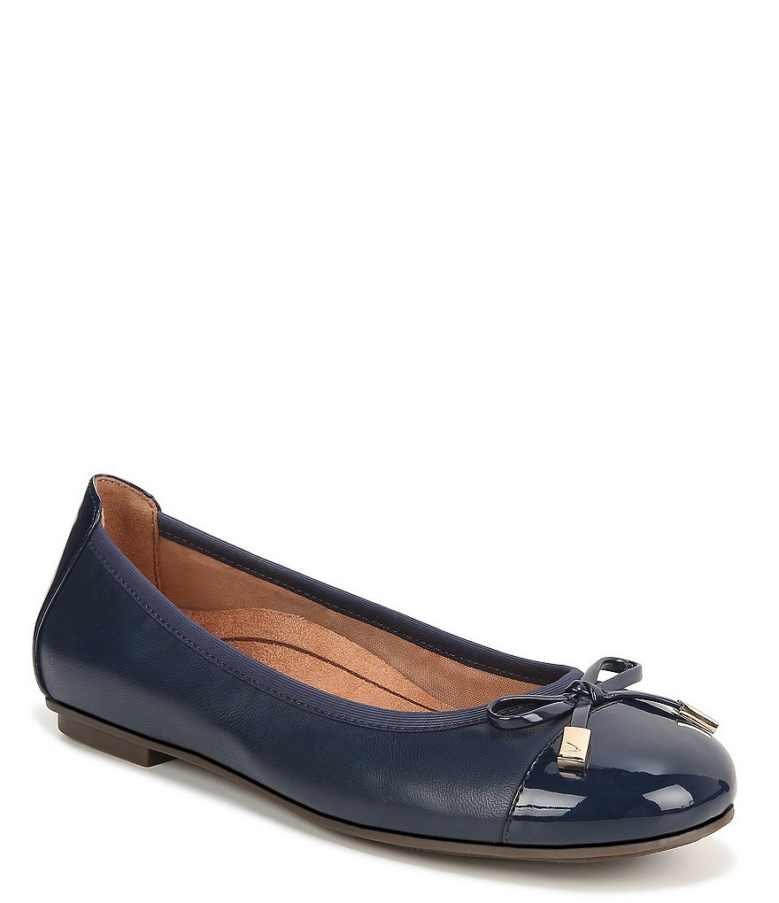 Vionic Minna Leather Cap Toe Bow Ballet Flats Dillard s