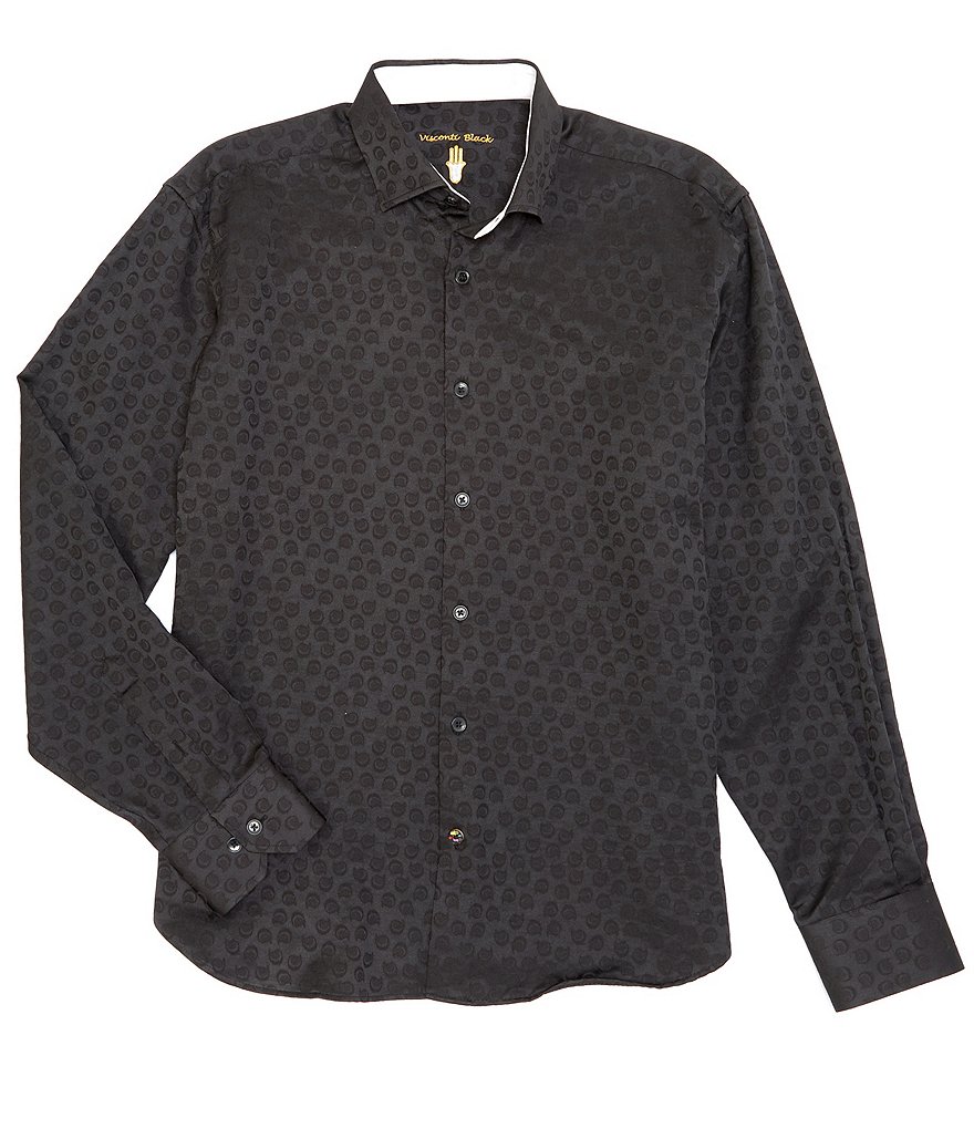 Visconti Big & Tall Tonal Paisley Jacquard Long-Sleeve Woven Shirt