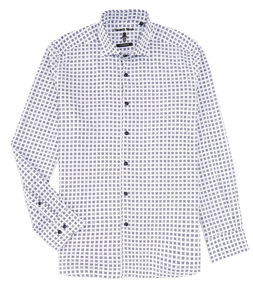 Visconti Square Print Long Sleeve Woven Shirt | Dillard's