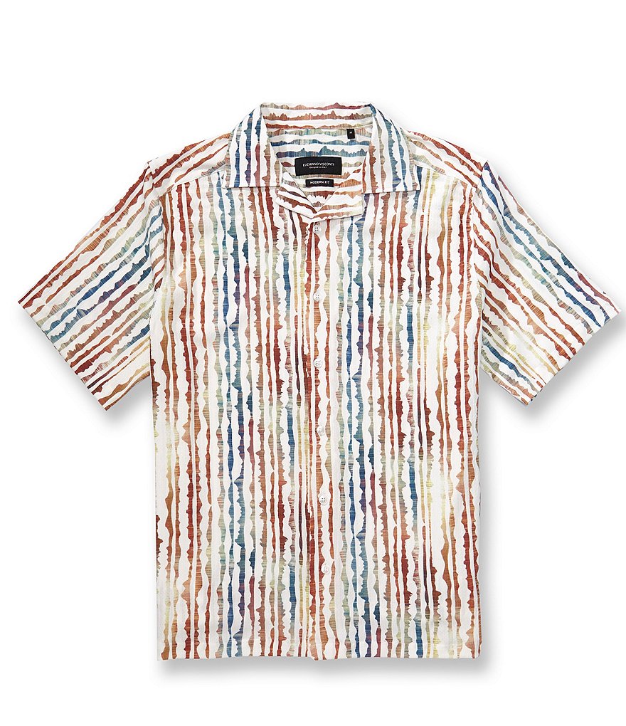 Visconti Stripe Short Sleeve Woven Camp Shirt