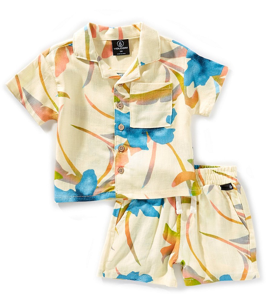 【メール便送料無料対応可】 Short Months 12-24 Boys Baby Volcom Sleeve Linen Printed スノーボード
