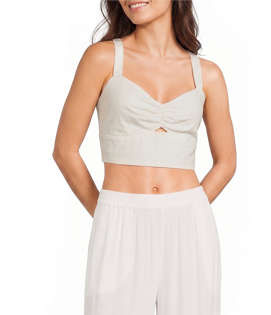 Volcom Bow Chicka V-Neck Ruched Cropped Tank