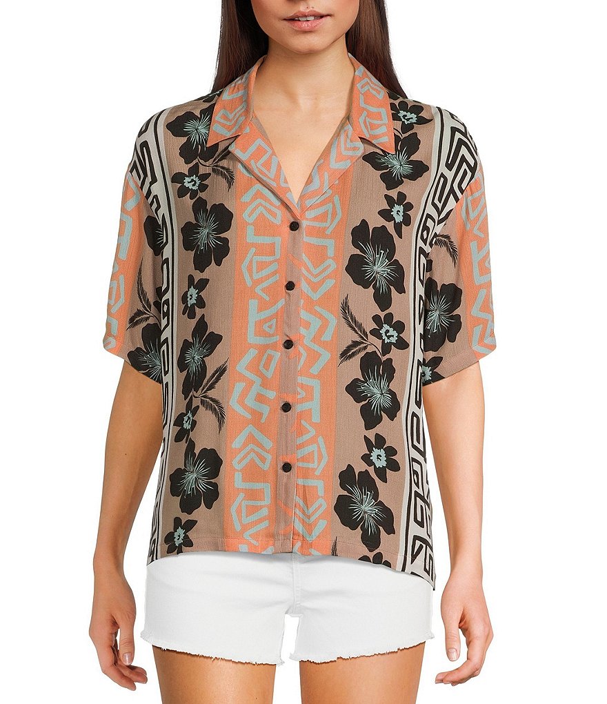 Volcom Funtastical Mixed Media Printed Short Sleeve Gauze