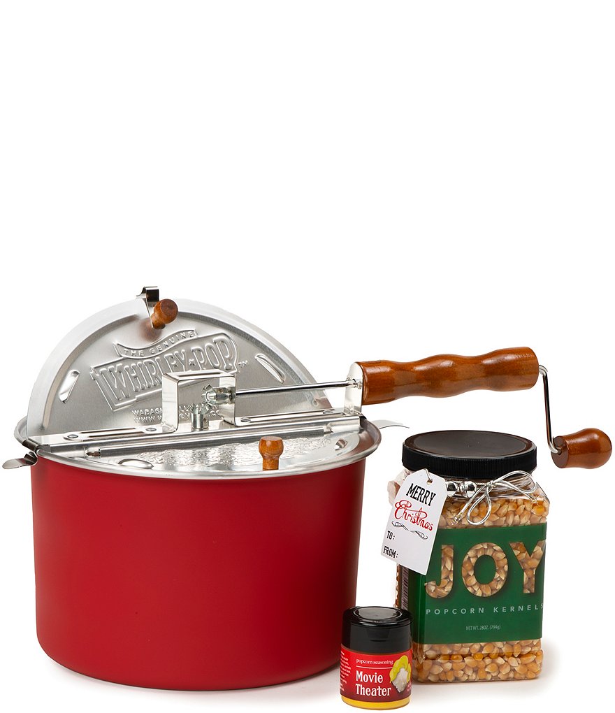 Wabash Valley Farms Copper Plated Stainless Steel Whirley Pop Popcorn Maker and Cello Popcorn Gift Set