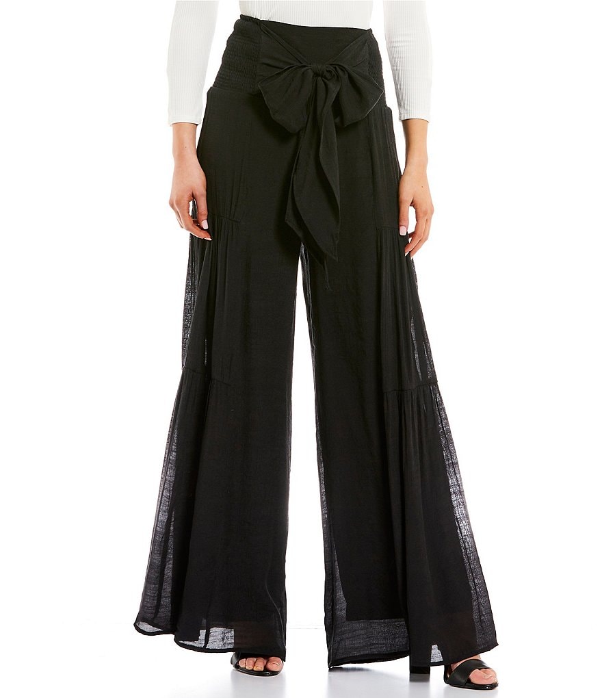 Double Zero Waist Tie Wide Leg Pants | Dillard's