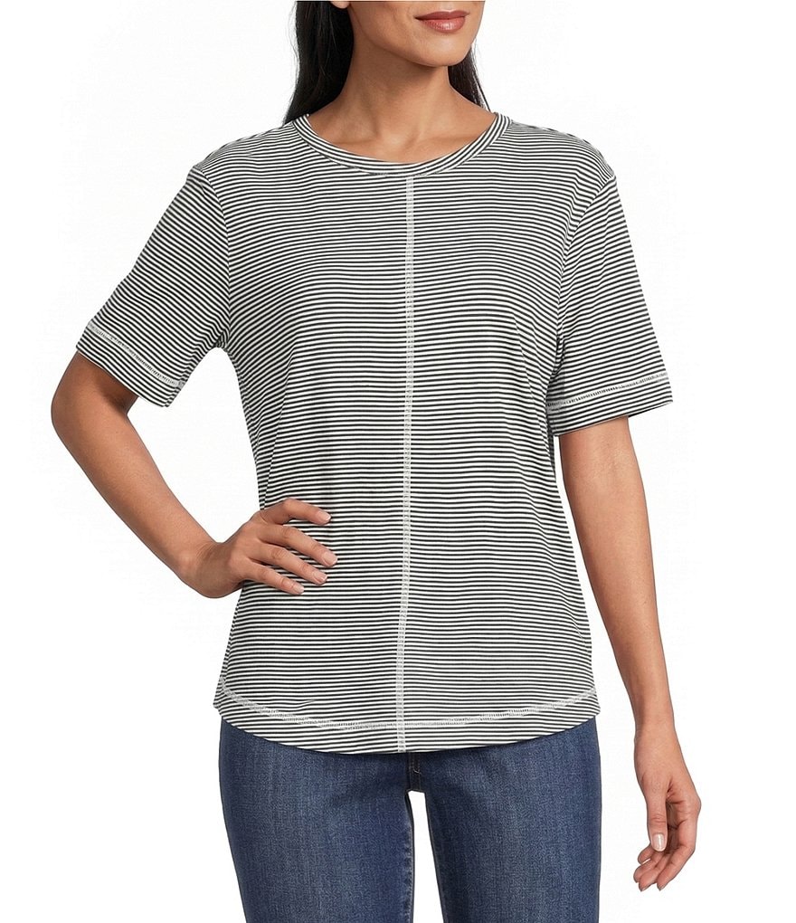 トップス 2130 Westbound Nautical Stripe Short Sleeve Crew Neck Top | Dillard's