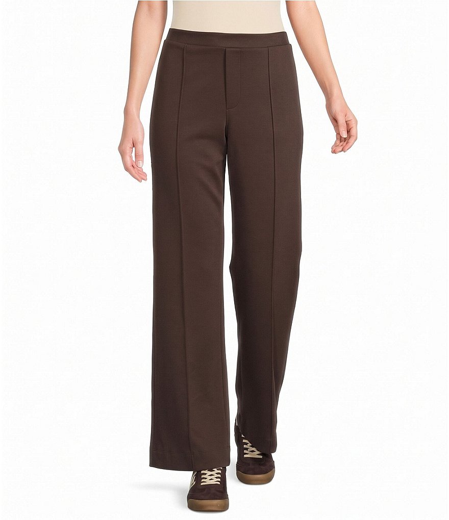 Pintuck Mid Rise Straight Leg Pants