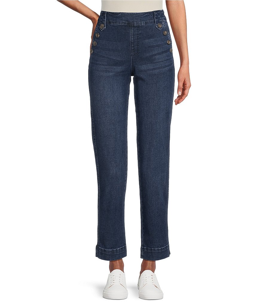 Westbound the PARK AVE fit Denim Mid Rise Straight Leg Pull-On