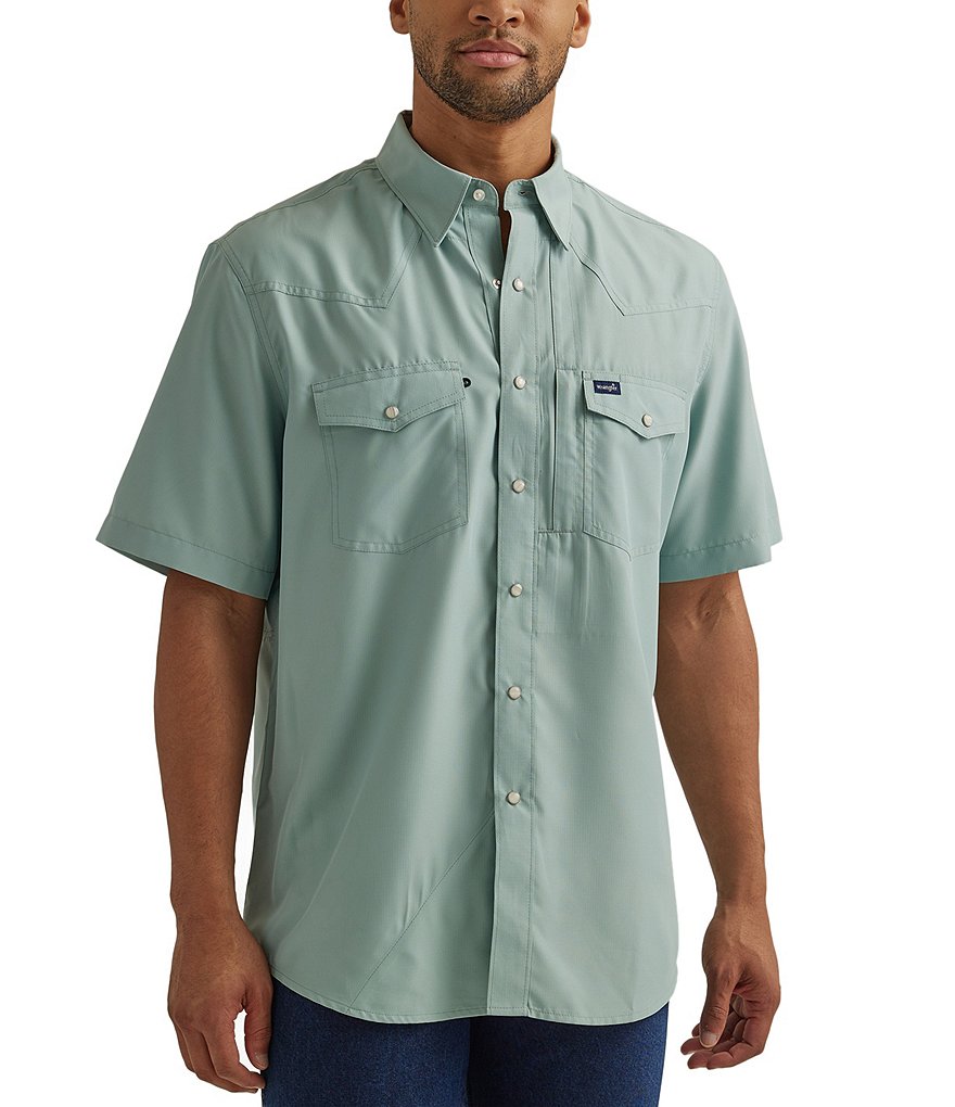 Wrangler Short Sleeve Snap Front Solid Performance Shirt - XL