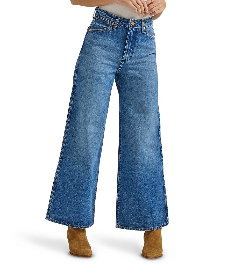 Wrangler Plus super wide leg jeans in blue dawn