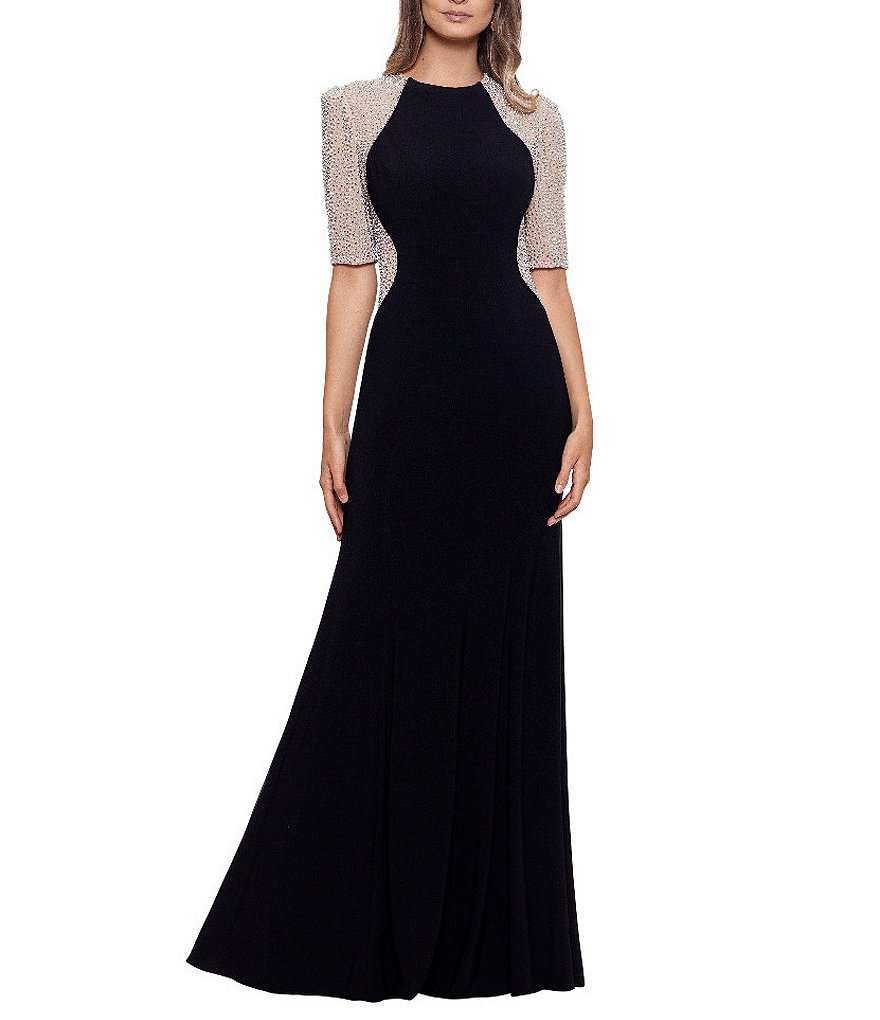 Xscape Womens Embellished Evening Dress Black 6