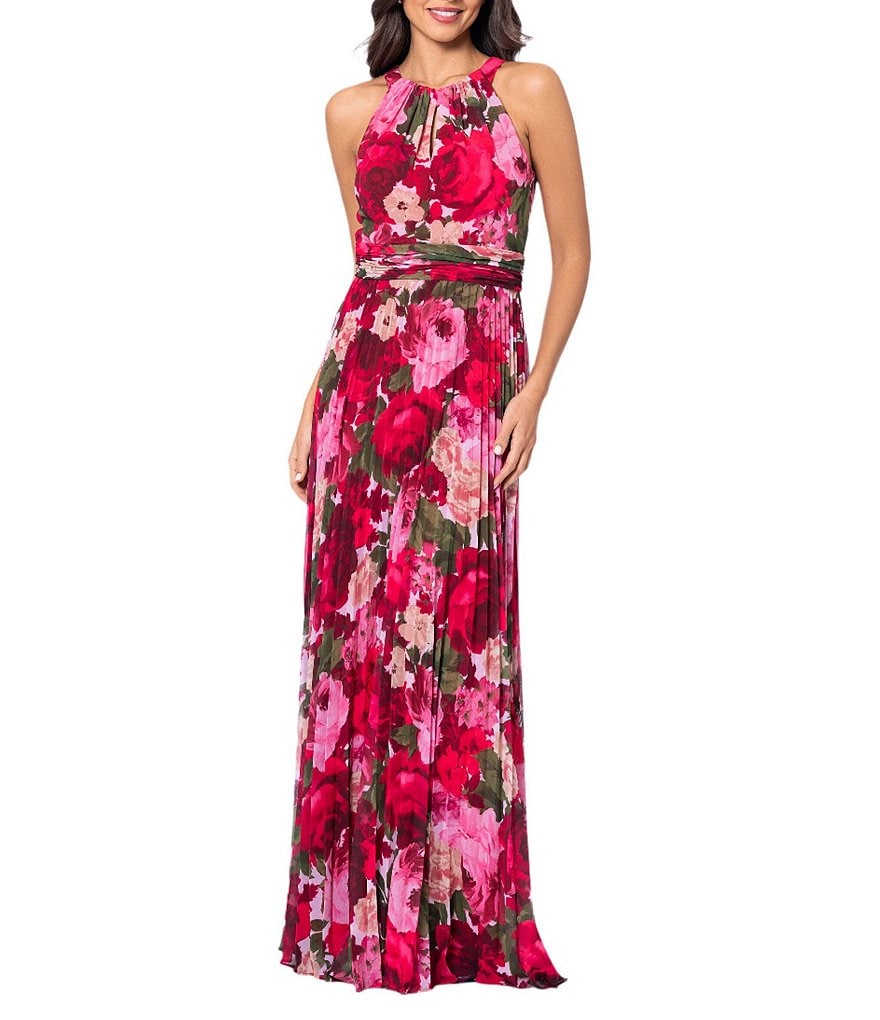 xscape blouson halter dress