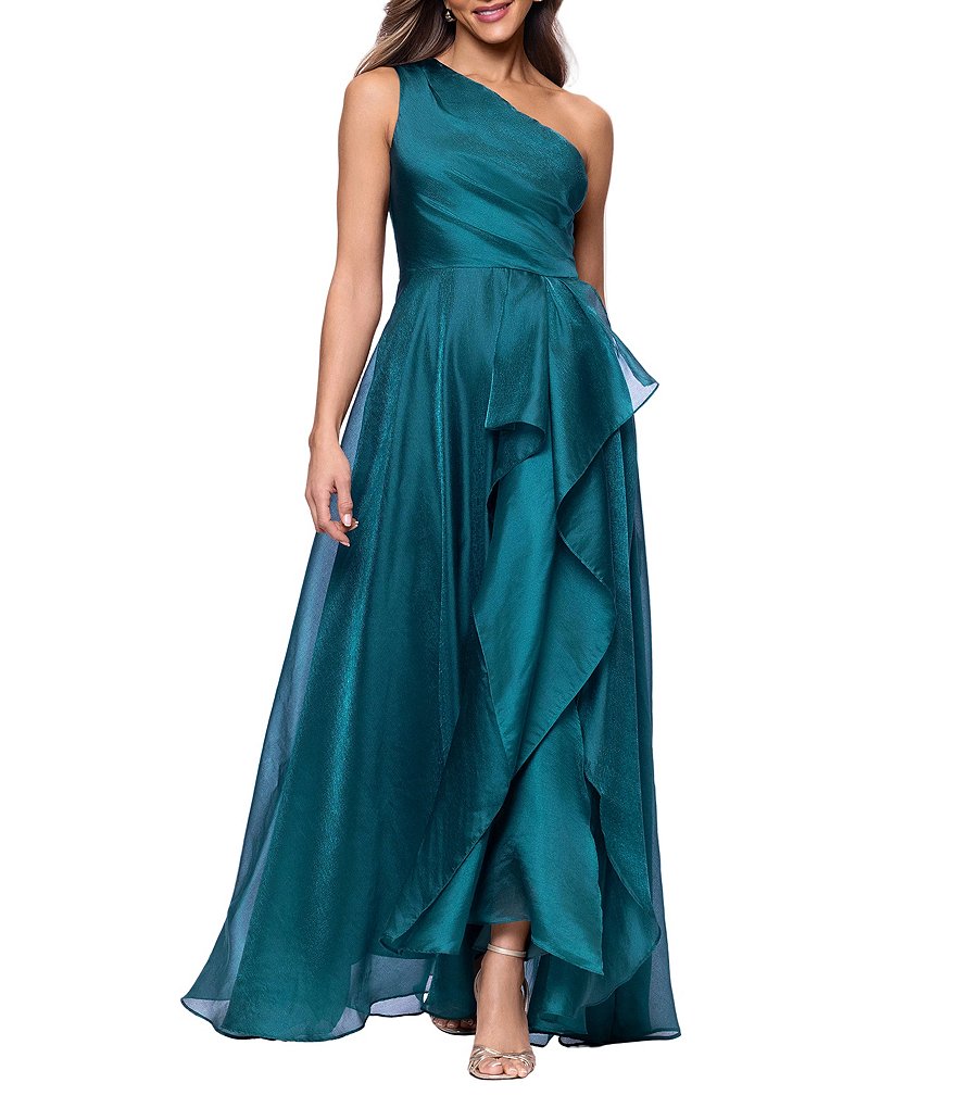xscape one shoulder dress Women's Printed One-Shoulder Long With its unique one shoulder design and sash detail Xscape One Shoulder Cascading Side