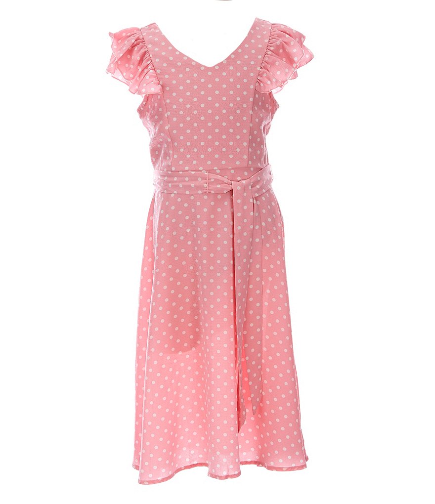 Xtraordinary Big Girls 7-16 Flutter-Sleeve Polka-Dot A-Line Dress ...