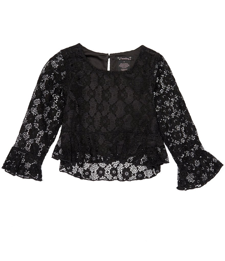 Xtraordinary Big Girls 7 16 Long Sleeve Lace Top Dillards