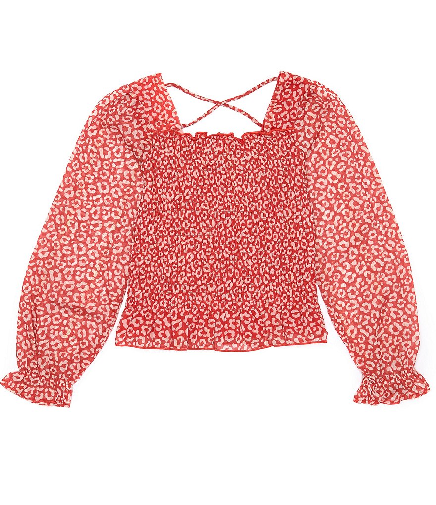 Xtraordinary Big Girls 7-16 Long Sleeve Square Neck Floral Top | Dillard's