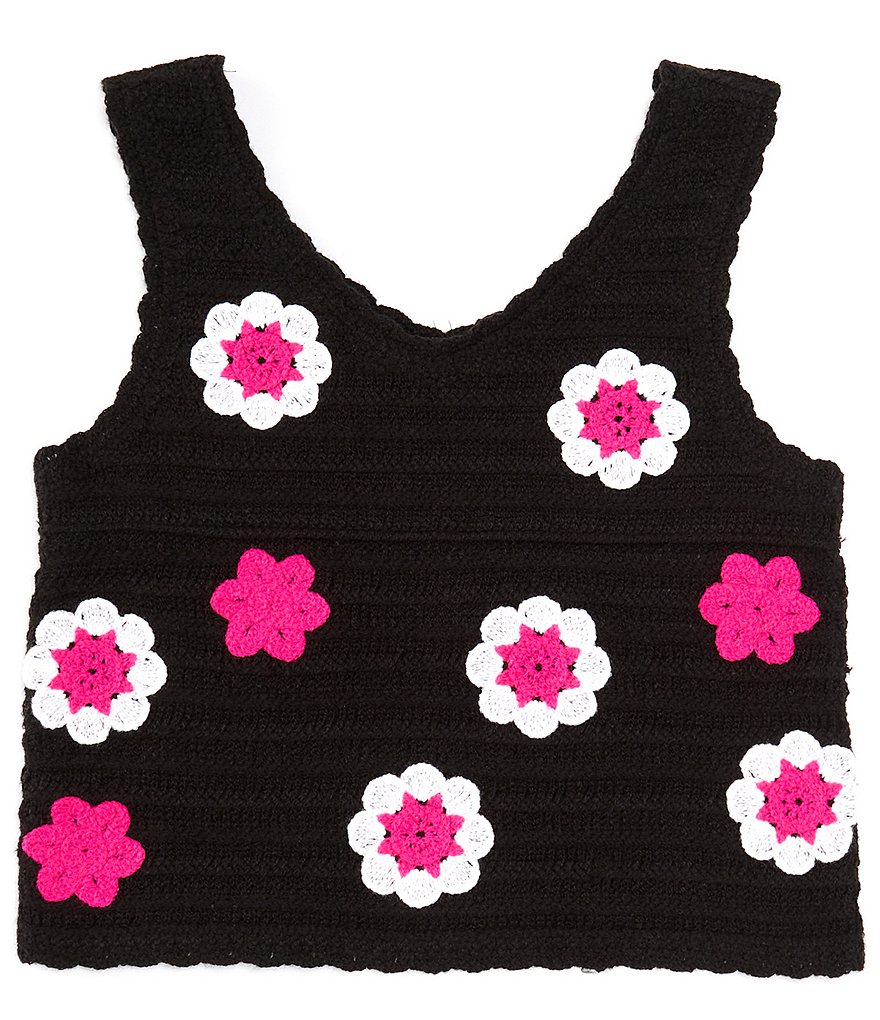 Xtraordinary Big Girls 7 16 Sleeveless Floral Crocheted Tank Top