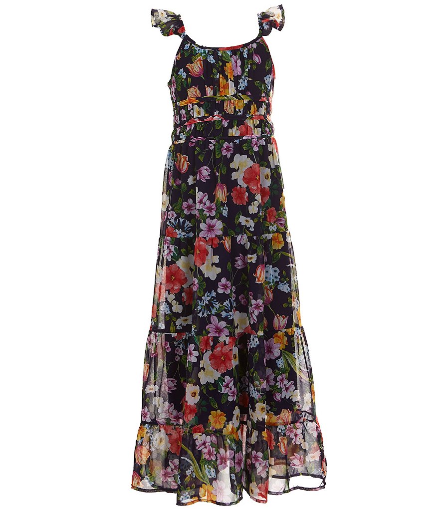 Xtraordinary Big Girls 7 16 Sleeveless Floral Tiered Maxi Dress Dillards