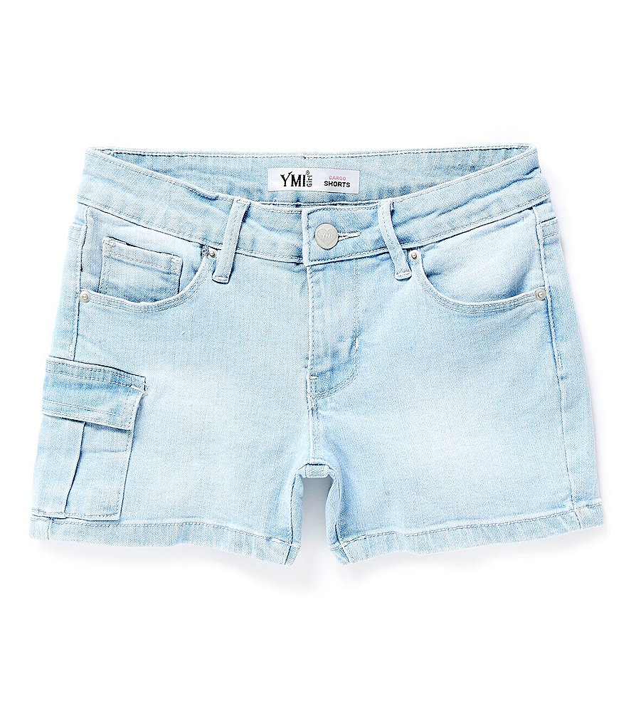 YMI Jeanswear Big Girls 7-14 Cargo Pocket 4#double; Inseam Denim Shorts