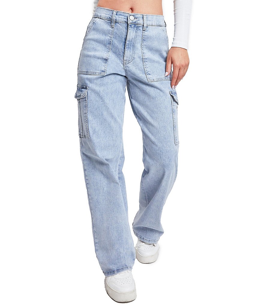 YMI Jeanswear High Rise Straight Leg Cargo Jeans | Dillard's