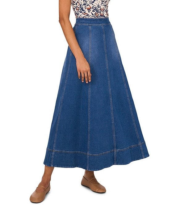 1.State Denim Maxi Skirt Navy Yard