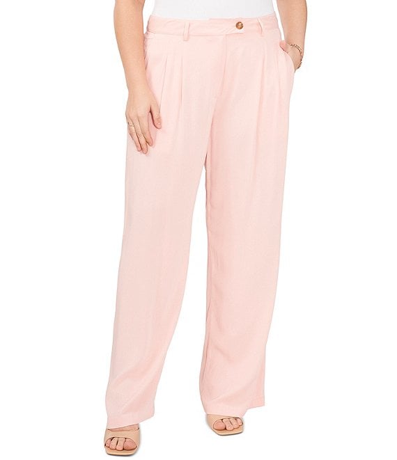 1. STATE Plus Size Flat Front Wide Leg High Waisted Pants