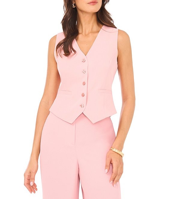 1. STATE V-Neck Sleeveless Button Front Coordinating Vest