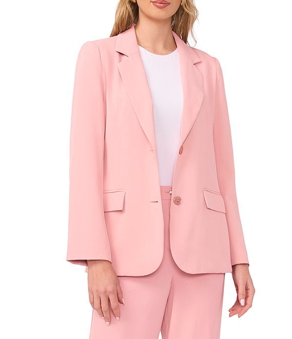 1. STATE Woven Notch Collar Long Sleeve Button Front Coordinating Blazer