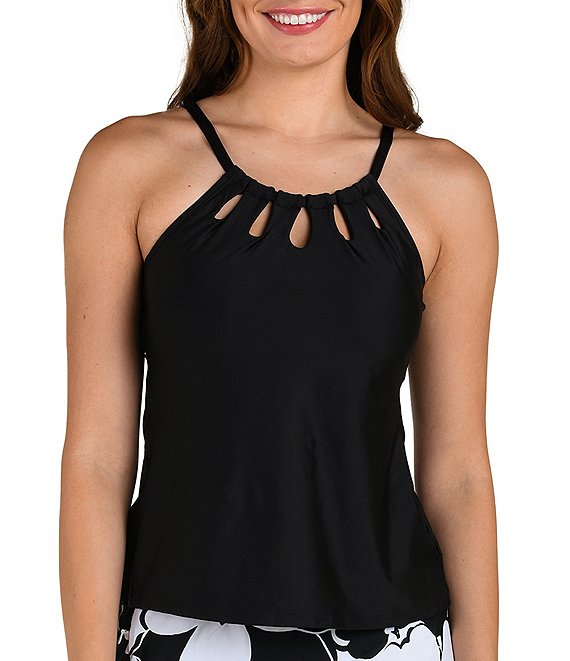 24th & Ocean Solid Cut-Out Scoop Neck Underwire Bra Swim Top