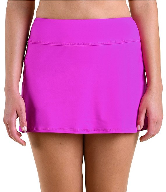 24th & Ocean Solid Tummy Control High Waist Skirted Swim Bottom
